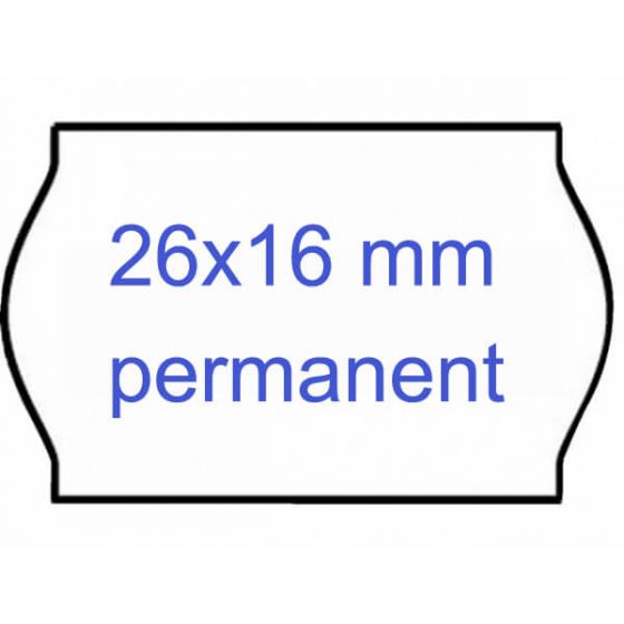 Prijs etiketten 26x16mm golfrand 6/rol Permanent