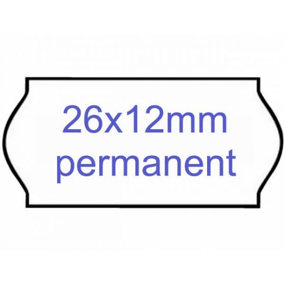 Prijs etiketten 26x12mm golfrand  6/rol Permanent